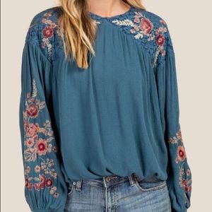 Francesca’s Teal Peasant Blouse